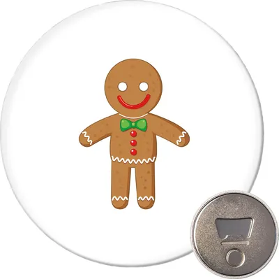Produktbild von Huuraa Magnet Lebkuchenmann Lebkuchenfigur 59mm Kühlschrankmagnet rund Flaschenöffner Geschenkidee