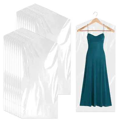 Image de 20 housses à vêtements transparentes en plastique, 60 x 120 cm, housses pour costumes, cintres, housses de protection anti-poussière, housses à vêtements de haute qualité, matière respirante, pour jupes, manteaux, costumes, chemises