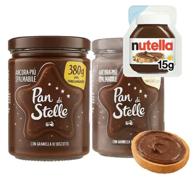 Image de Crème aux noisettes avec des biscuits 380 g x 2 - Pan di Stelle