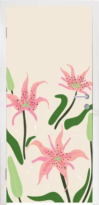 Produktbild von MuchoWow® Türtapete Selbstklebende Türfolie Blume - Rosa - Blätter 90x235 cm Türposter Türaufkleber Klebefolie Türklebefolie - XXL-Plakaten - Foster für Türen - Aufkleber