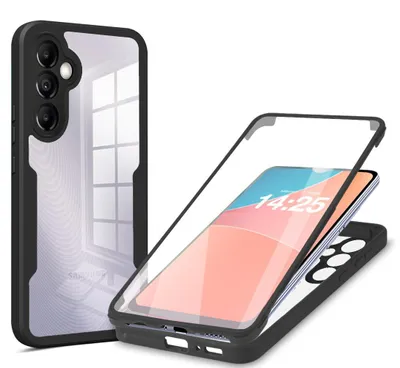 Produktbild von 360 Grad Rundum Schutz Handyhülle für Samsung Galaxy A35 5G Full Cover Vollschutz Case Farbe: Schwarz