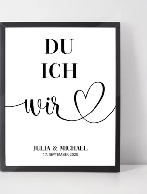 Produktbild von Liebesposter personalisiertes Poster zum Jahrestag Valentinstag Liebesgeschenk | Geschenk für Verliebte Hochzeitstag – A3 (29.7x42cm) / schwarzer Bilderrahmen