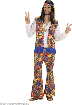Produktbild von Hippy Kostüm für Männer 70er Jahre - Flower power 70ties S - 48/50