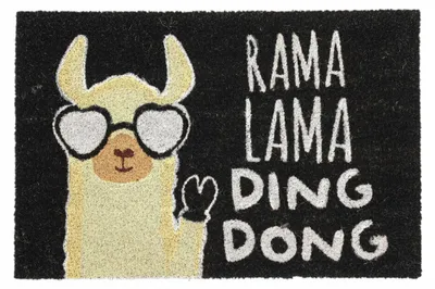 Zdjęcie produktu dla Wycieraczka Relaxdays Lama, z włókna kokosowego, z napisem, 60 x 40 cm, antypoślizgowa, z wycieraczką wewnątrz i na zewnątrz, wielokolorowa