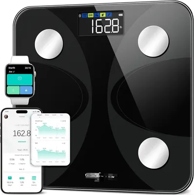 Produktbild von Körperfettwaage Personenwaage mit APP 180 kg/400 lbs Körperanalysewaage für Körperfett BMI Muskelmasse