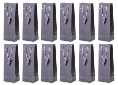 Produktbild von Flaschentüte Geschenktüten 12 Stück einfarbig Grau, Geburtstagsgeschenk, Tüten für Flaschen als Geschenk zu besonderen Anlässen