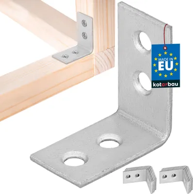 Zdjęcie produktu dla KOTARBAU® Zestaw 25 łączników kątowych Wytrzymały kątownik 30 x 30 x 17 mm stal ocynkowana Kątownik stalowy Stabilny Trwały łącznik belki Srebrny