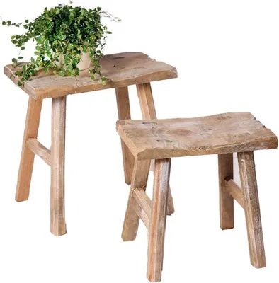 Produktbild von SIDCO Hocker Rustikal 2 x Sitzhocker Beistelltisch Blumenbank Holz Schemel Vintage