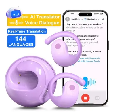 Produktbild von KI-Echtzeit-Übersetzung Drahtlose Bluetooth-Ohrhörer mit Unterstützung für über 100 Sprachen Übersetzungs-Kopfhörer