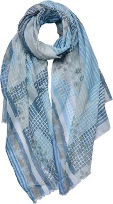 Produktbild von Clayre & Eef Gemusterter Damenschal 70x180 cm Blau Synthetisch