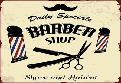 Produktbild von vianmo Holzschild 20x30 cm Barbershop shave and haircut