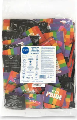 Zdjęcie produktu dla EXS Pride Regular 54 mm - 144 sztuki, zestaw kolorowych prezerwatyw