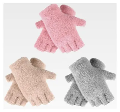 Produktbild von 3 Paar fingerlose Handschuhe aus Kunstpelz für Frauen