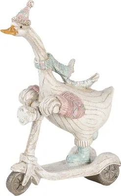 Produktbild von Clayre & Eef Figur Gans 14x6x19 cm Weiß Blau Kunststoff