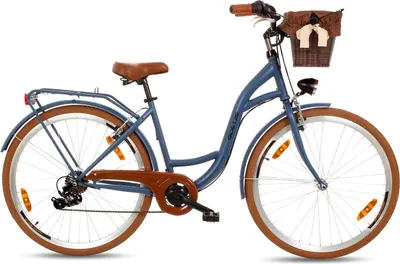 Produktbild von Goetze Mood 28 Zoll City Bike, 18 Zoll Tiefeinsteigerrahmen, 7-Gang Shimano Tourney, V-Bremse, LED-Beleuchtung, Komfortsattel, Rattankorb