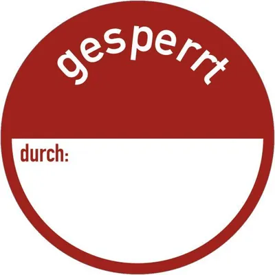 Produktbild von Dreifke® Aufkleber gesperrt durch:, Papier, Ø 50 mm, 500 Stück /Rolle