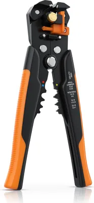 Obrázok produktu pre Samonastaviteľné odizolovacie nožnice Brandson - 10-24 AWG - nožnice na káble na odizolovanie káblov s priemerom 0,2 - 6 mm² - krimpovací nástroj na krimpovanie 0,5 - 6 mm2 - box so 60 svorkami