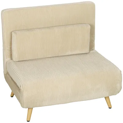 Produktbild von Schlafsessel 3-in-1, ausklappbarer Sessel aus Cord mit Schlaffunktion verstellbare Rückenlehne, Kissen, Beige
