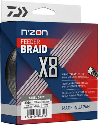 Immagine prodotto di DAIWA N'ZON X8 BRAID, 300m, 0,1mm, 7kg / 15,43lbs, grigio, filo intrecciato, 12410-310