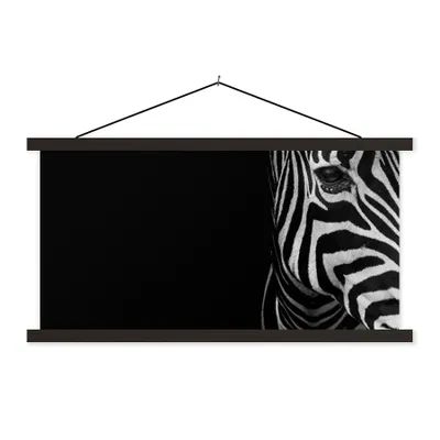 Produktbild von MuchoWow® Textilposter Tiere - Zebra - Schwarz - Weiß 120x60 cm mit schwarzem Rahmen - Dekoration Schlafzimmer