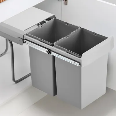 Produktbild von Wesco Double deluxe. Abfallsammler, alu grau.  - Mülleimer