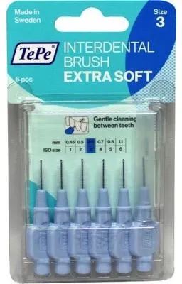 Productafbeelding van TePe Interdentale rager extra soft 0.6 mm lichtblauw (6 stuks)