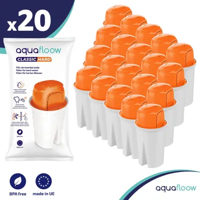 Produktbild von AquaFloow Classic Hartfilter für Kartuschenfilter - Reduziert Kalk, Chlor, Schwermetalle und verbessert den Geschmack 20 Stück