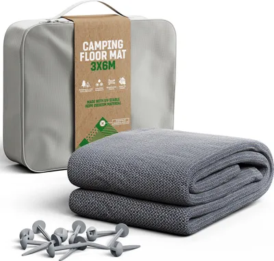 Immagine prodotto di GardenGloss Tappeto per tende da sole 300x600 - Tappeto da campeggio per esterni resistente alle intemperie - Tappeto per campeggio, tappeto per tenda con 12 picchetti e borsa per il trasporto