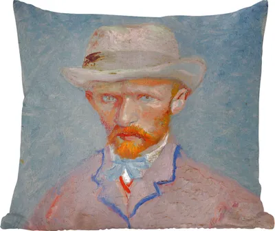 Produktbild von MuchoWow® Zierkissen Sofakissen Wohnzimmer Dekokissen 50x50 cm Selbstporträt - Vincent van Gogh - Komfort - Sofakissen