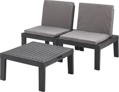 Immagine prodotto di Dmora set Salotto da Esterno Aixela Nero Antracite, 2 Posti Impermeabile, Idrorepellente, Lavabile  Italy