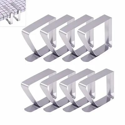 Produktbild von Edelstahl Tischdeckenklammern 8 Stück, große Tischdecken Clips für Tische bis 3 cm, rostfrei & langlebig