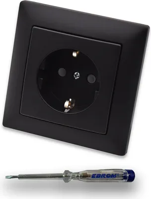 Produktbild von BBBlack SCHUKO Steckdose (Kinderschutz) im BBBlack 1fach Rahmen - Schwarz MATT