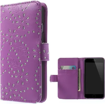 Produktbild von Handytasche Flip Strass für Case Handy Apple iPhone 6 (4,7 Zoll) Lila / Violett