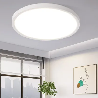 Image de ZMH Plafonnier LED Plafonnier plat 18W Blanc chaud Ø22cm Eclairage de plafond IP44 Lampe de cuisine ronde Blanc pour couloir cuisine chambre d'écho salle de classe