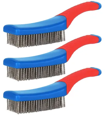 Obrázok produktu pre Drôtená kefa 3 ks, nehrdzavejúca oceľ, ergonomická rukoväť, na čistenie