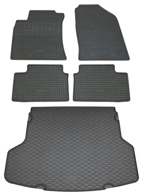 Rigum Gummi Fußmatten + Kofferraumwanne im Set für Hyundai i30 SW Kombi, schwarz