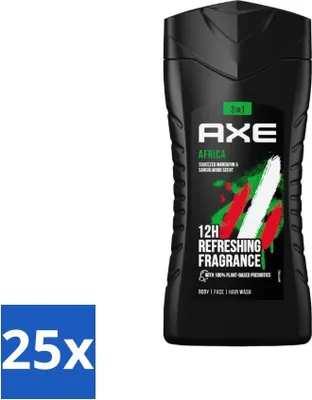 Produktbild von Axe - 3-in-1 Duschgel - Africa - Gepresste Mandarine & Sandelholz - 100% pflanzlich - 250 ml - Vorteilspack - 25 Stücke