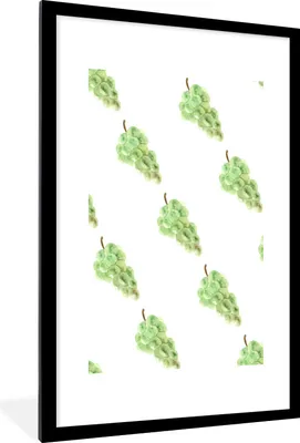 Produktbild von MuchoWow® Gerahmtes Poster Weintrauben - Aquarell - Weiß 60x90 cm - Poster mit Schwarzem Bilderrahmen Wandposter Rahmen Foto Bilder - Dekoration - Wandposter Wohnzimmer - Hochwertig