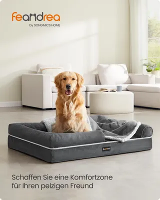 Produktbild von Feandrea Orthopädisches Hundebett, Hundekissen, Hundekorb, weiche Polsterung, Hundesofa, erhöhte Ränder, Bezug abnehmbar und waschbar