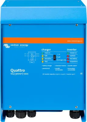Immagine prodotto di Victron Quattro 12/3000/120 12V 230V 2400W convertitore sinusoidale 120A caricabatterie