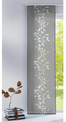 Image de Voilage panneau coulissant rideau de séparation - 245 x 60 cm - Gris - Avec rails pour panneaux