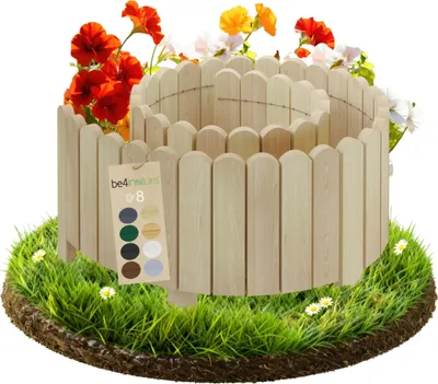 Image de Clôture flexible en bois beige 200 x 20 cm - Bois de pin non traité, bordure de lit et de pelouse, clôture de jardin décorative