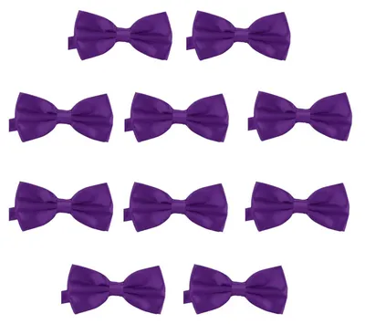 Produktbild von 10er Set DonDon Herren Fliege 12 x 6 cm gebunden und längenverstellbar violett