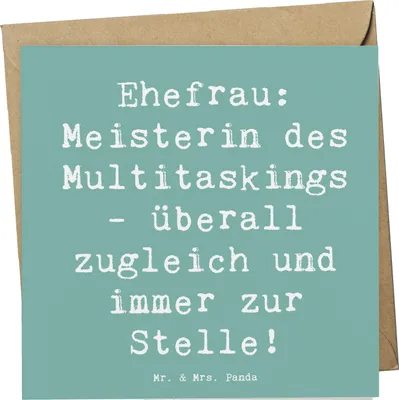 Produktbild von Mr. & Mrs. Panda Grußkarte Spruch Ehefrau Meisterin - Meeresbrise - Geschenk, Liebe, anlasskarte, Klappkarte, Organisation, Humor, liebevolle Partnerin, Glückwunschkarte