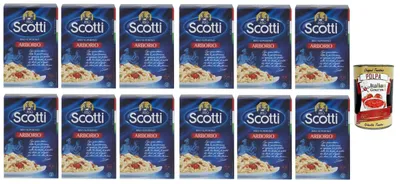 Produktbild von Riso Scotti Riso Arborio, Italienischer Reis,Superfeine Reiskörner,Ideal für Risottos und Timbales, 12x 500g Vakuumverpackung + Italian Gourmet polpa 400g