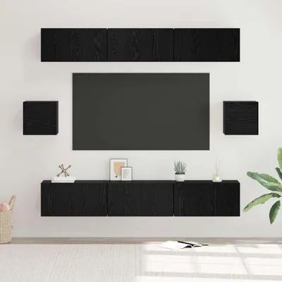 Produktbild von Maison Exclusive - TV-Schrankset 8 pcs Schwarz Eichen-Optik Holzwerkstoff