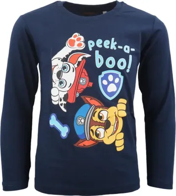 Produktbild von Paw Patrol Chase Marshall Kinder langarm Shirt – Dunkelblau / 98