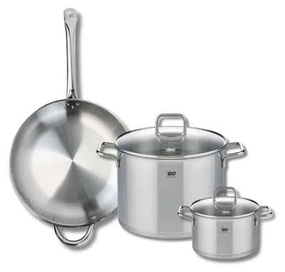 Image de Ensemble de 1 Poêle de cuisson 32 cm et 2 faitouts 16 et 26 cm Elo Profi Citrin