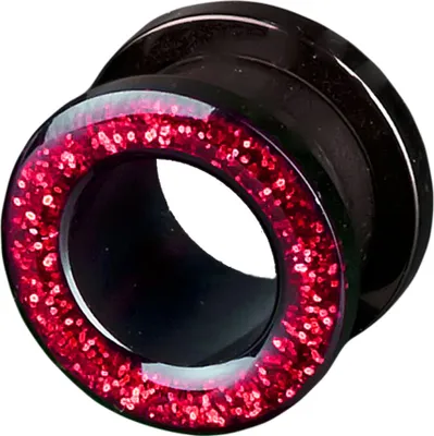 Produktbild von viva-adorno 1 Stück 5mm Flesh Tunnel Acryl Glitzerdesign zum Schrauben Z2c, Rot