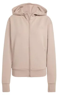 Produktbild von adidas Women's D4T Workout Full Zip Hooded Sweatshirt, Chalky Brown, XS